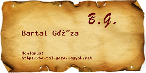 Bartal Géza névjegykártya